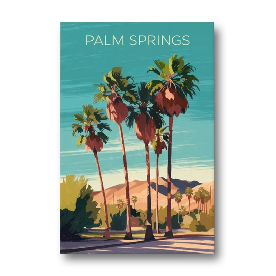 Palm Springs Palm Trees and Sky - Canvas Wall Art - Front