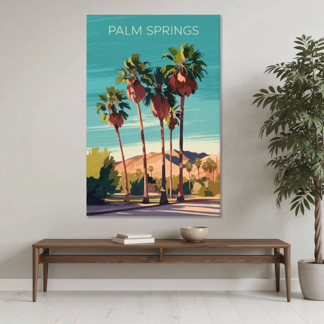 Palm Springs Palm Trees and Sky - Canvas Wall Art - Coffee Table - 40x60