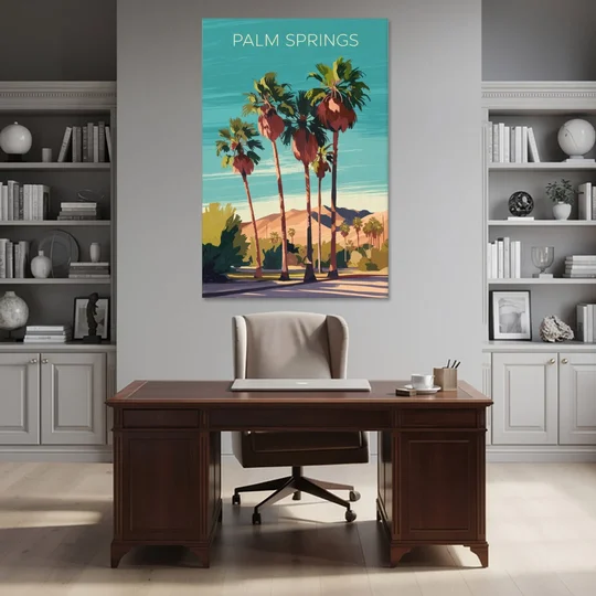 Palm Springs Palm Trees and Sky - Canvas Wall Art - Office - 40x60