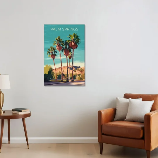 Palm Springs Palm Trees and Sky - Canvas Wall Art - Sofa - 24x36