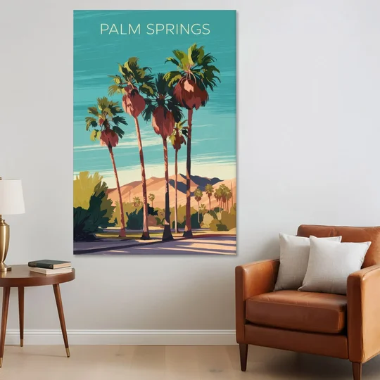 Palm Springs Palm Trees and Sky - Canvas Wall Art - Sofa - 40x60