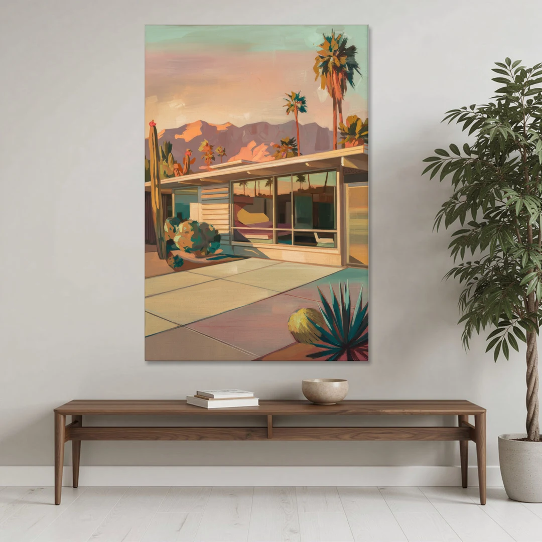 Palm Springs Retro Architecture - Canvas Wall Art - Coffee Table - 40x60