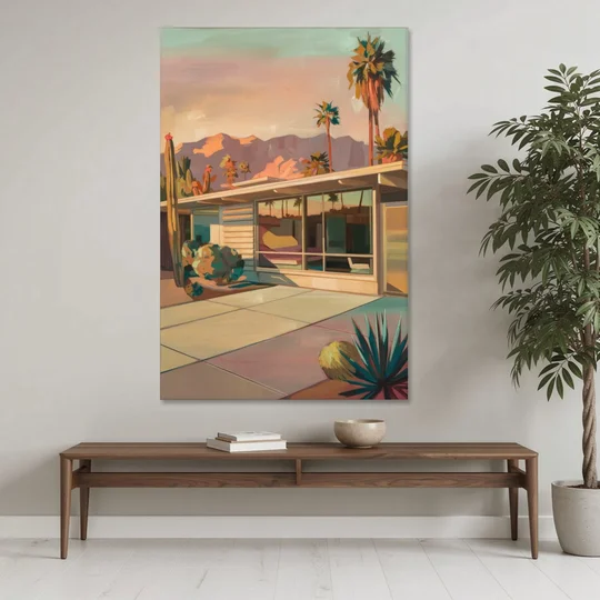 Palm Springs Retro Architecture - Canvas Wall Art - Coffee Table - 40x60