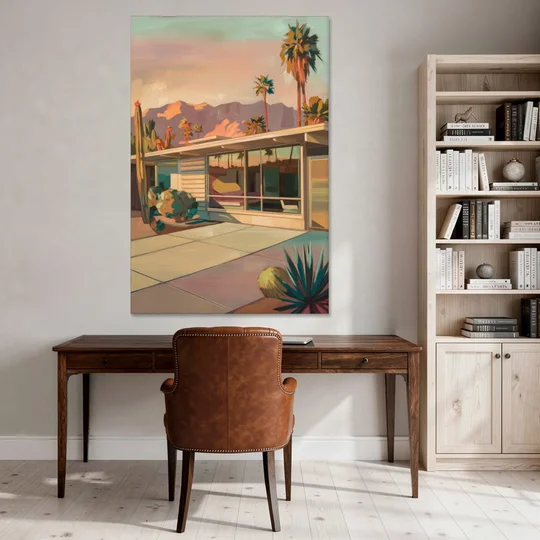 Palm Springs Retro Architecture - Canvas Wall Art - Office - 40x60