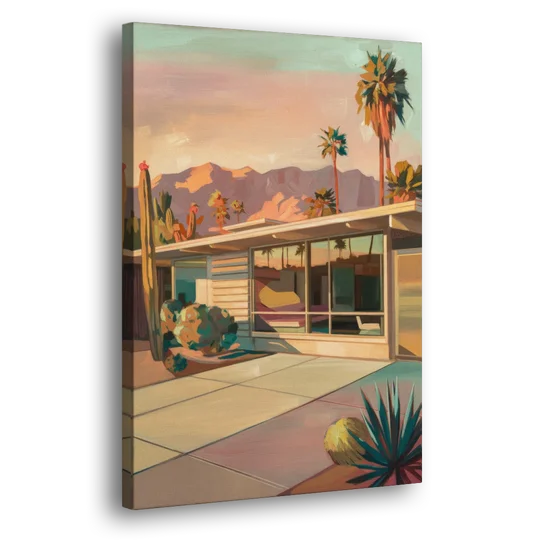 Palm Springs Retro Architecture - Canvas Wall Art - Side