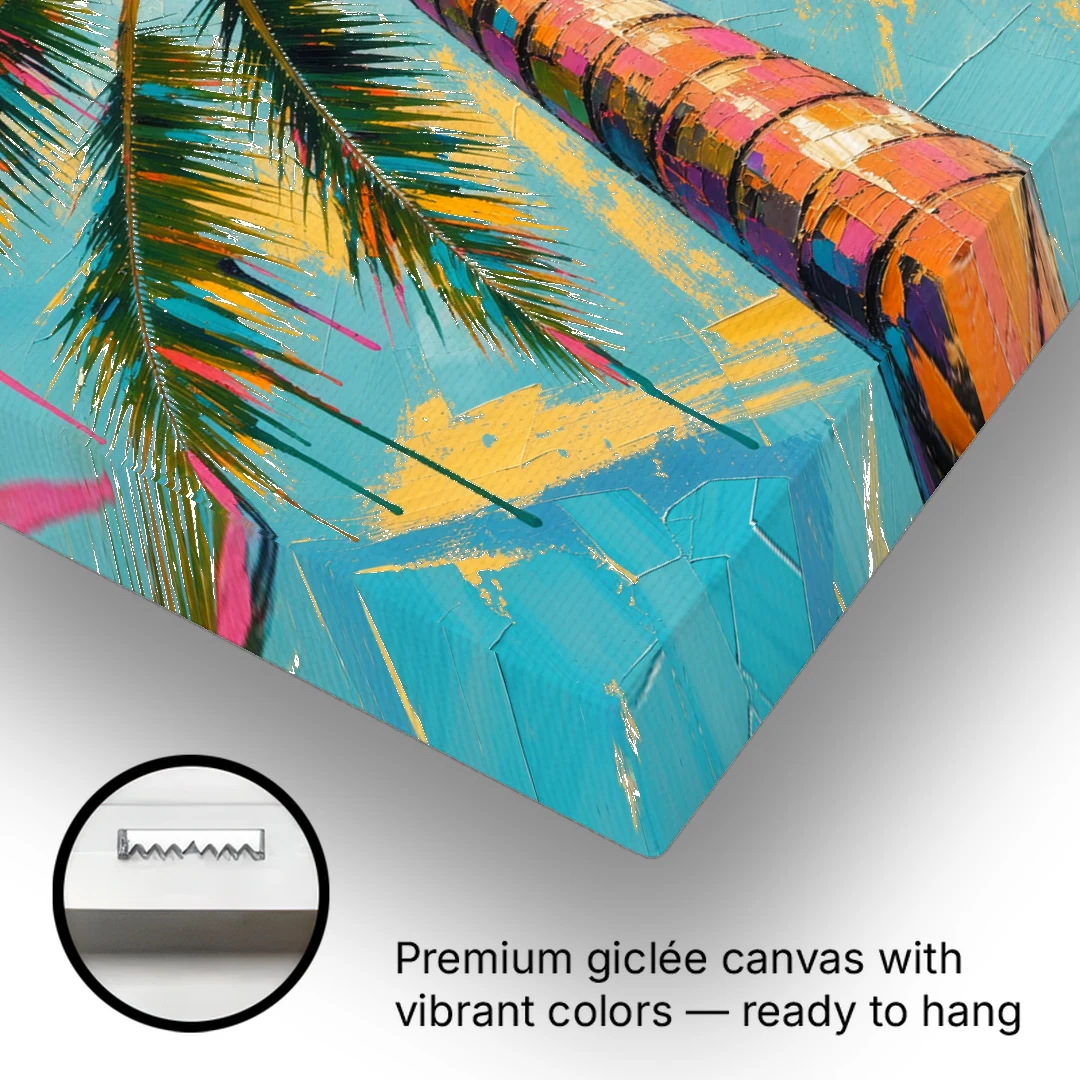 Palm Tree Prints Skyward Frond Burst - Canvas Wall Art - Gallery Wrap Corner