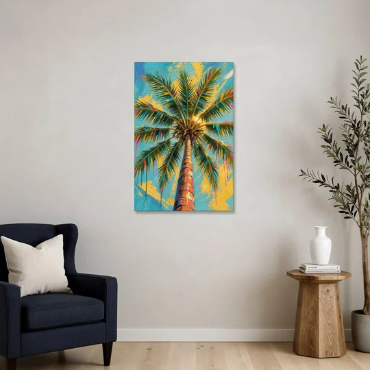 Palm Tree Prints Skyward Frond Burst - Canvas Wall Art - Sofa - 24x36