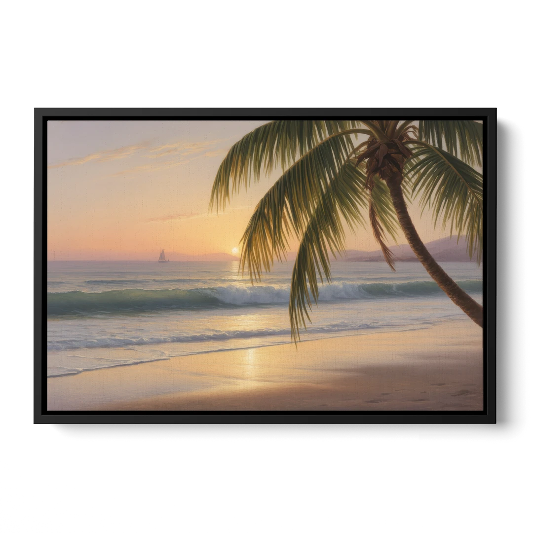 Palmilla Beach Sunrise - Black Framed Canvas Wall Art - Front