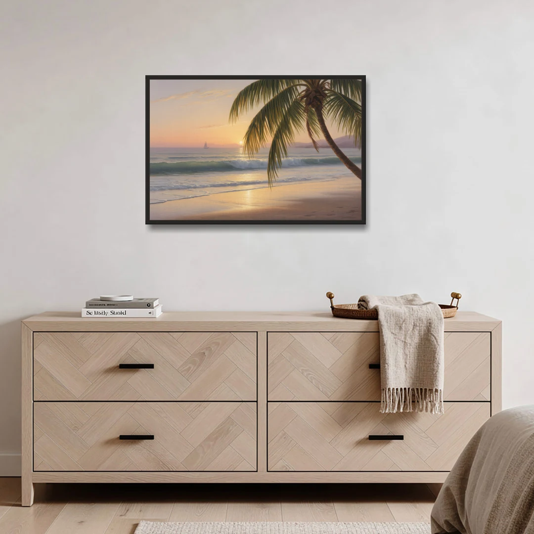 Palmilla Beach Sunrise - Black Framed Canvas Wall Art - Coffee Table - 36x24