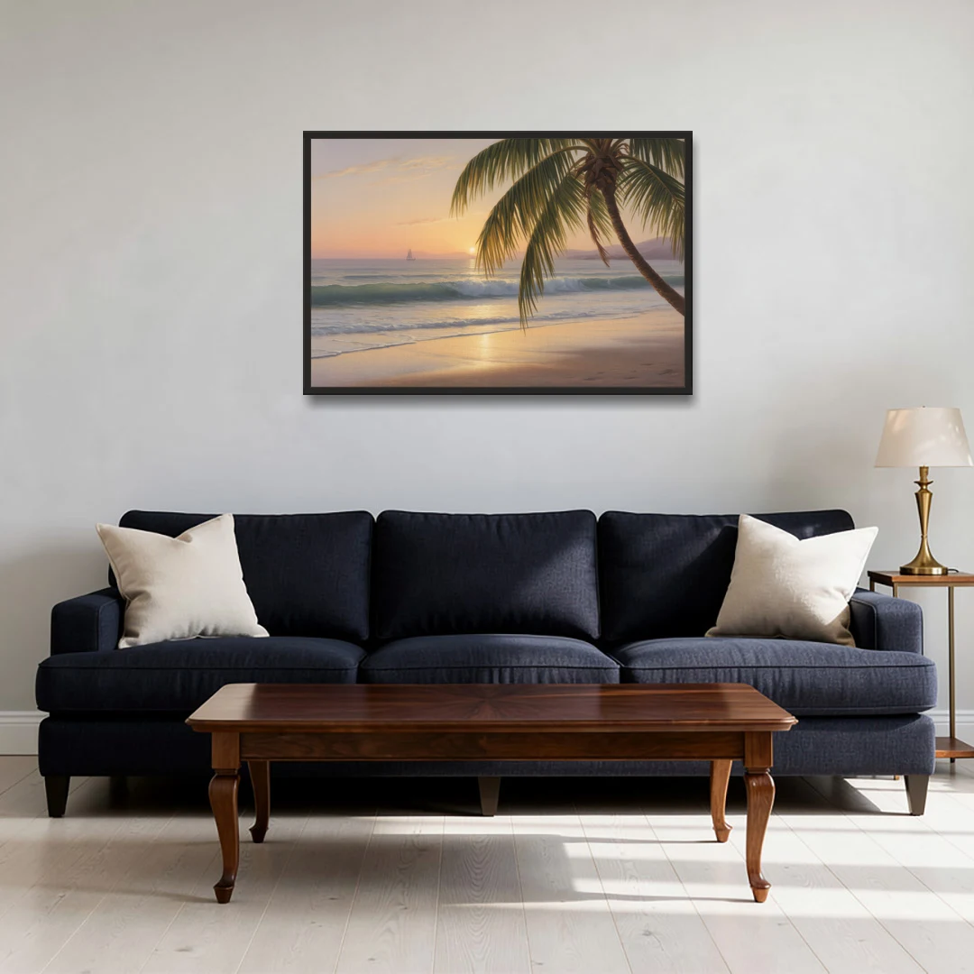 Palmilla Beach Sunrise - Black Framed Canvas Wall Art - Sofa - 36x24