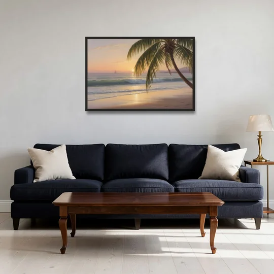 Palmilla Beach Sunrise - Black Framed Canvas Wall Art - Sofa - 36x24