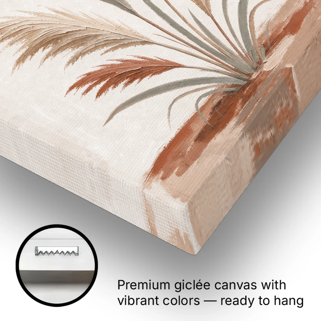 Pampas Grass Painting in a Soft Breeze - Canvas Wall Art - Gallery Wrap Corner