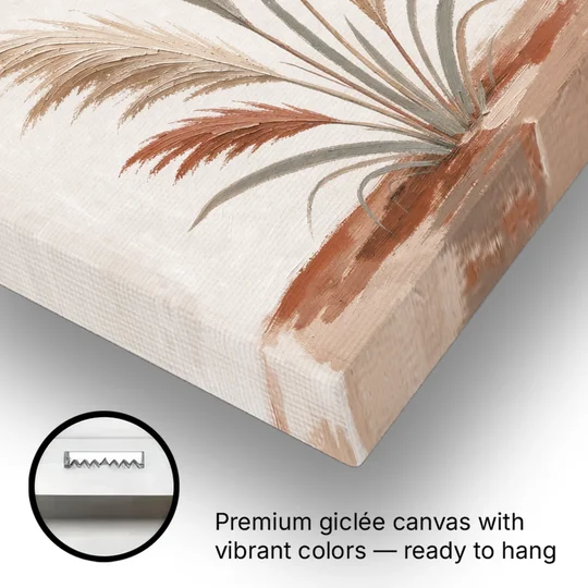 Pampas Grass Painting in a Soft Breeze - Canvas Wall Art - Gallery Wrap Corner