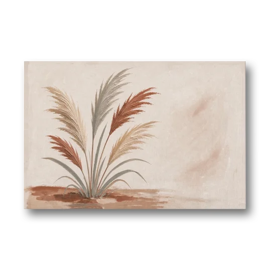 Pampas Grass Painting in a Soft Breeze - Canvas Wall Art - Front