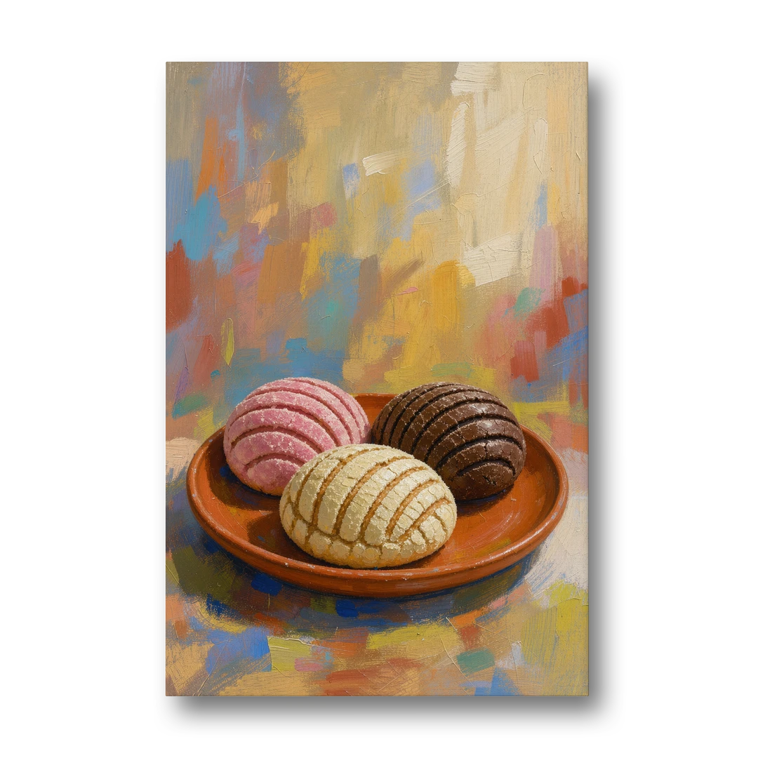 Pan Dulce Painting of Three Conchas - Canvas Wall Art - Front
