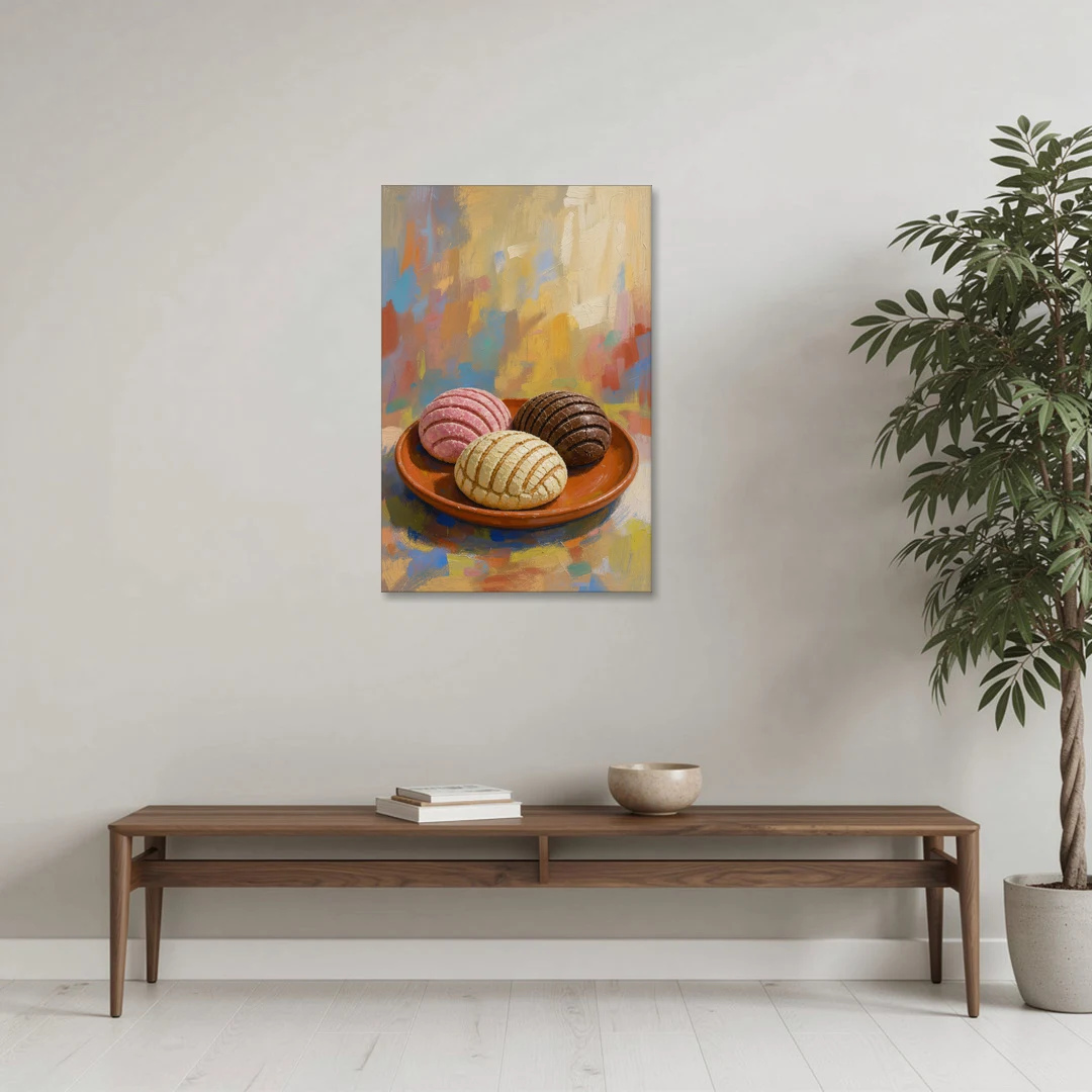 Pan Dulce Painting of Three Conchas - Canvas Wall Art - Coffee Table - 24x36
