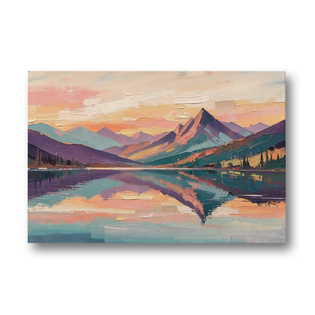 Panoramic Alpine Lake Sunset Peak - Canvas Wall Art - Front