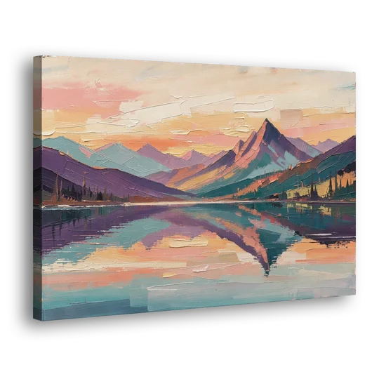 Panoramic Alpine Lake Sunset Peak - Canvas Wall Art - Side