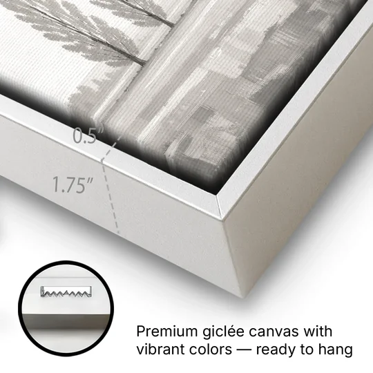 Panoramic Canvas Print of Poplars in Haze - White Framed Canvas Wall Art - Gallery Wrap Corner