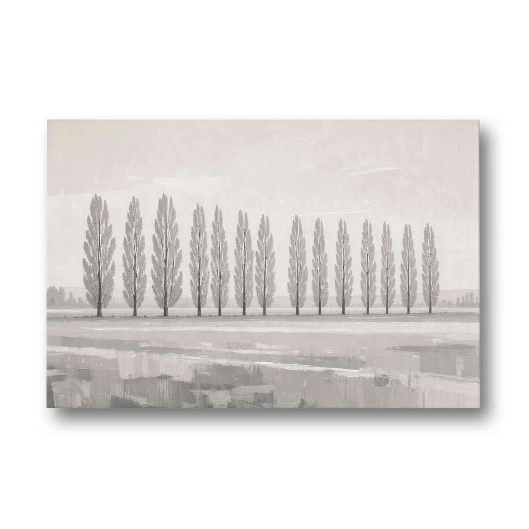 Panoramic Canvas Print of Poplars in Haze - Canvas Wall Art - Front