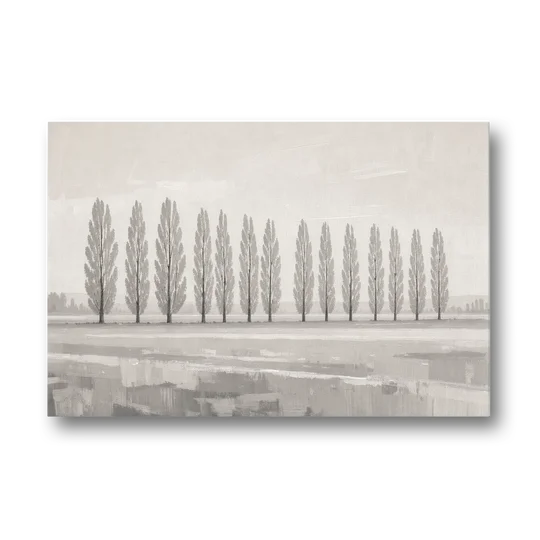 Panoramic Canvas Print of Poplars in Haze - Canvas Wall Art - Front