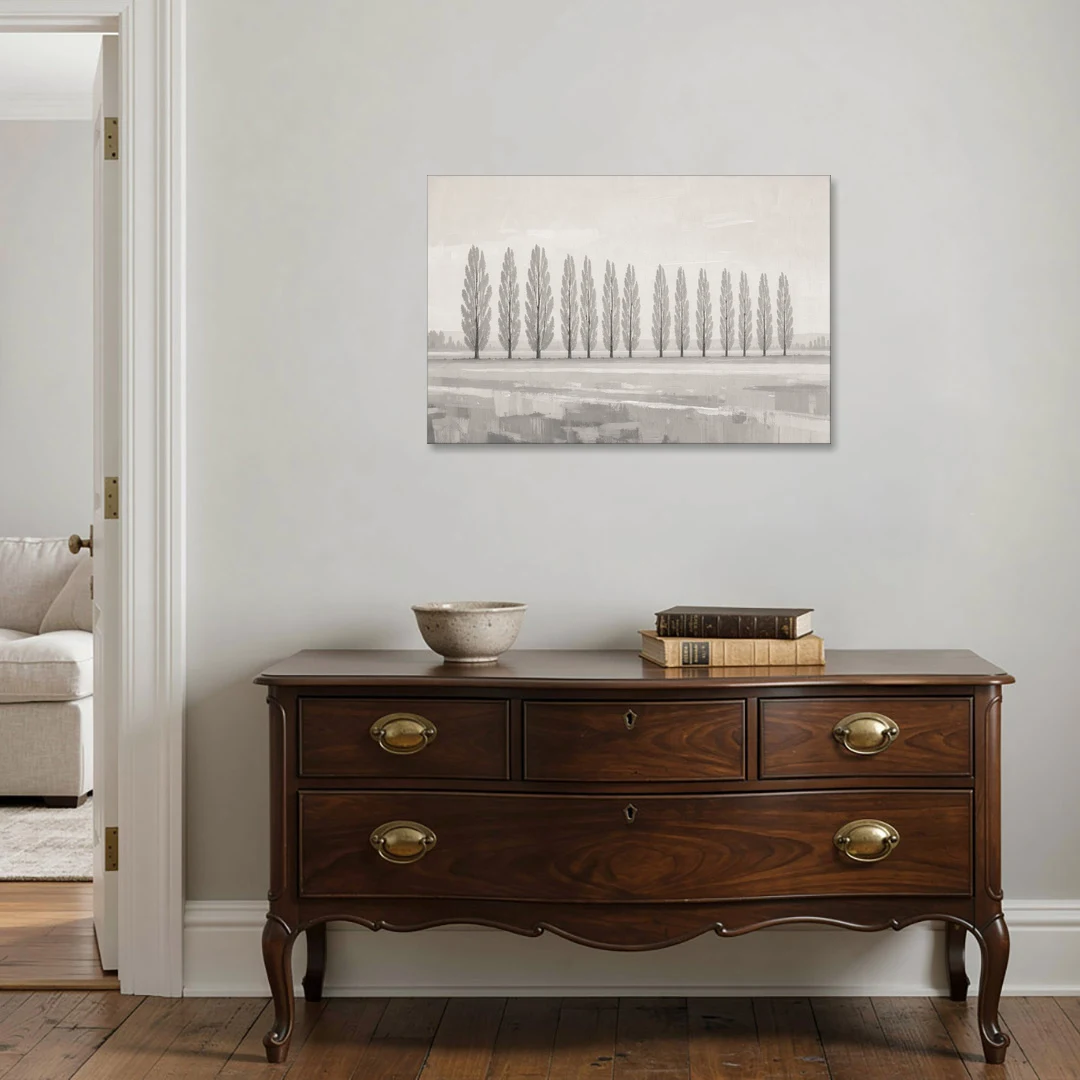 Panoramic Canvas Print of Poplars in Haze - Canvas Wall Art - Coffee Table - 36x24