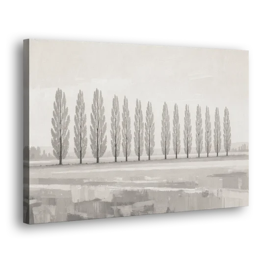 Panoramic Canvas Print of Poplars in Haze - Canvas Wall Art - Side