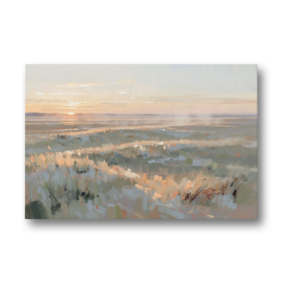 Panoramic Landscape Wall Art of Dawn Over Prairie Grass - Canvas Wall Art - Front