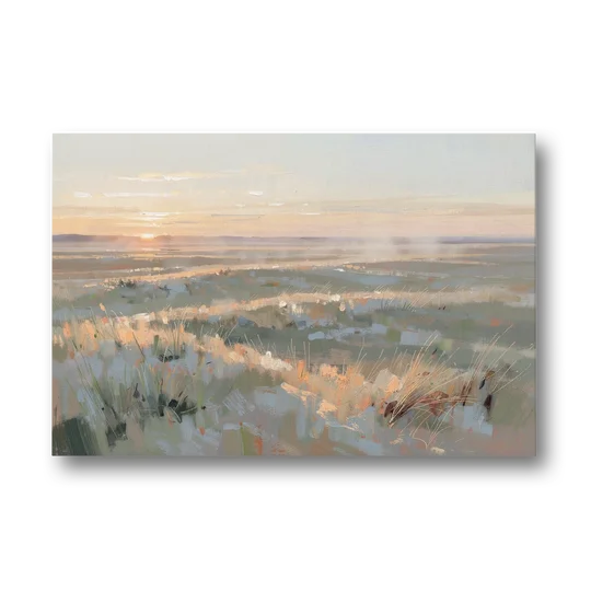 Panoramic Landscape Wall Art of Dawn Over Prairie Grass - Canvas Wall Art - Front