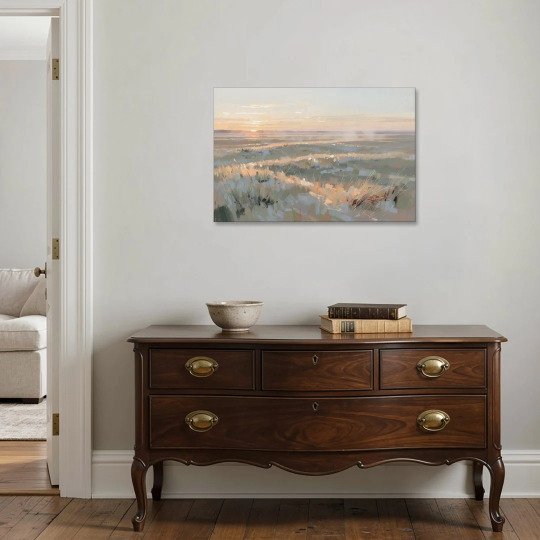 Panoramic Landscape Wall Art of Dawn Over Prairie Grass - Canvas Wall Art - Coffee Table - 36x24