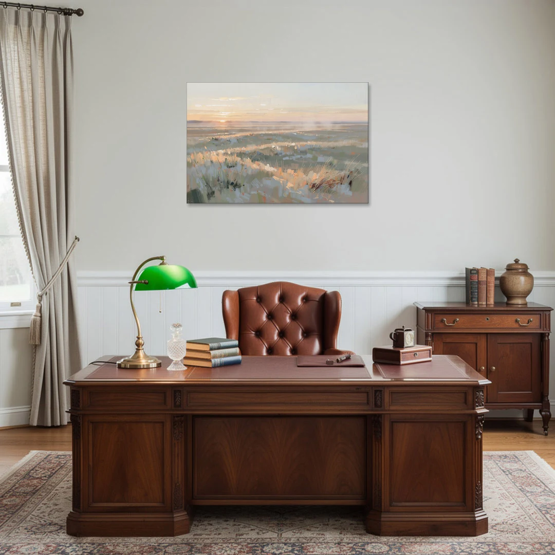 Panoramic Landscape Wall Art of Dawn Over Prairie Grass - Canvas Wall Art - Office - 36x24