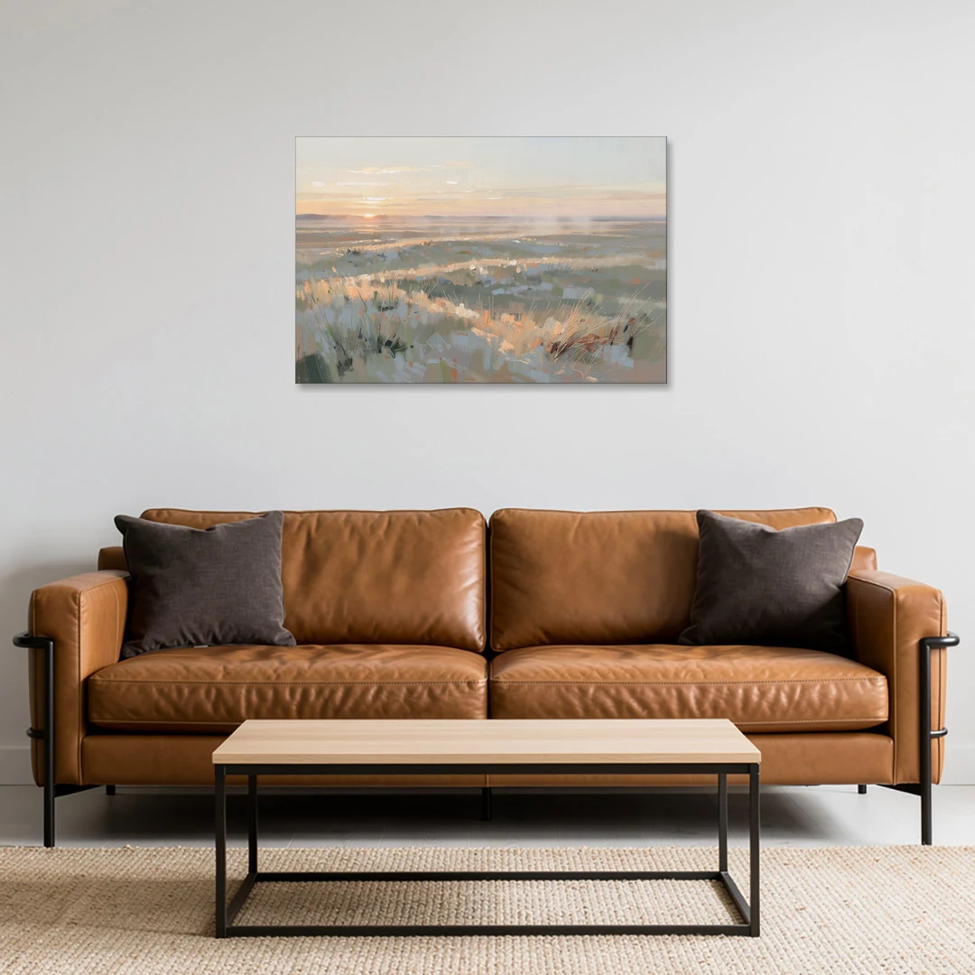 Panoramic Landscape Wall Art of Dawn Over Prairie Grass - Canvas Wall Art - Sofa - 36x24