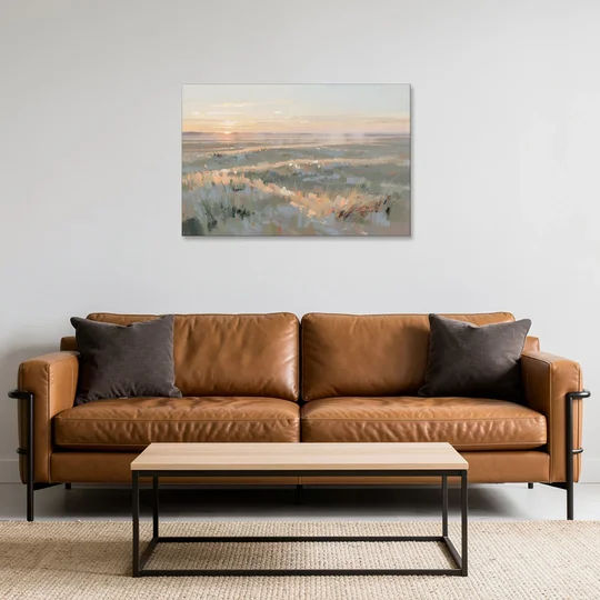 Panoramic Landscape Wall Art of Dawn Over Prairie Grass - Canvas Wall Art - Sofa - 36x24