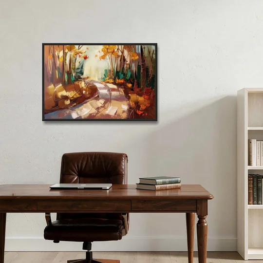 Park City Forest Trails - Black Framed Canvas Wall Art - Office - 36x24