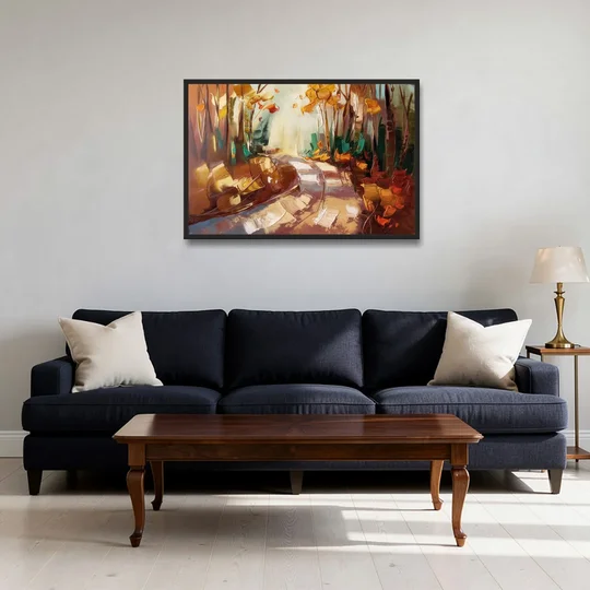 Park City Forest Trails - Black Framed Canvas Wall Art - Sofa - 36x24
