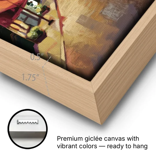 Park City Historic Main Street - Oak Framed Canvas Wall Art - Gallery Wrap Corner