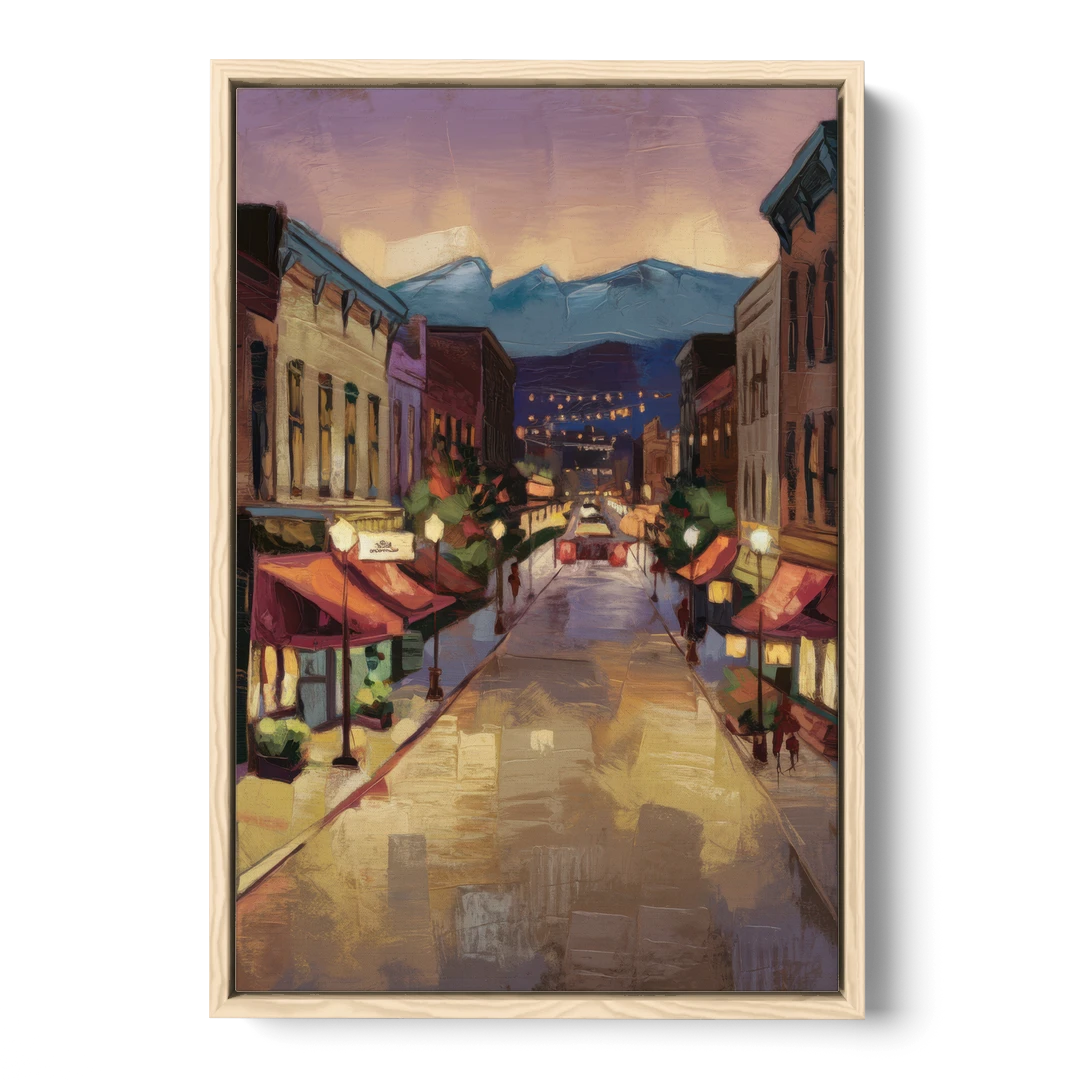 Park City Historic Main Street - Oak Framed Canvas Wall Art - Front