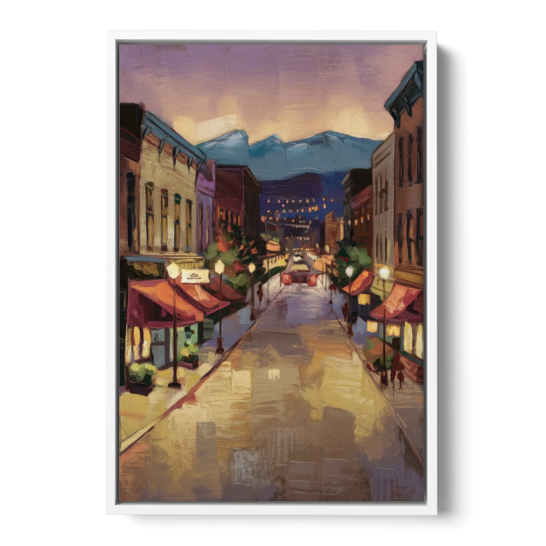 Park City Historic Main Street - White Framed Canvas Wall Art - Front