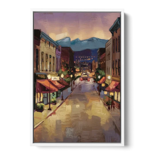 Park City Historic Main Street - White Framed Canvas Wall Art - Front