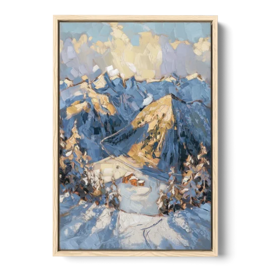 Park City Mountain Views - Oak Framed Canvas Wall Art - Front