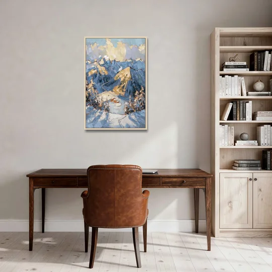 Park City Mountain Views - Oak Framed Canvas Wall Art - Office - 24x36