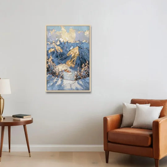 Park City Mountain Views - Oak Framed Canvas Wall Art - Sofa - 24x36