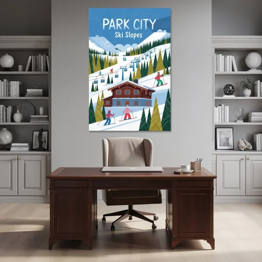 Park City Ski Slopes - Canvas Wall Art - Office - 40x60