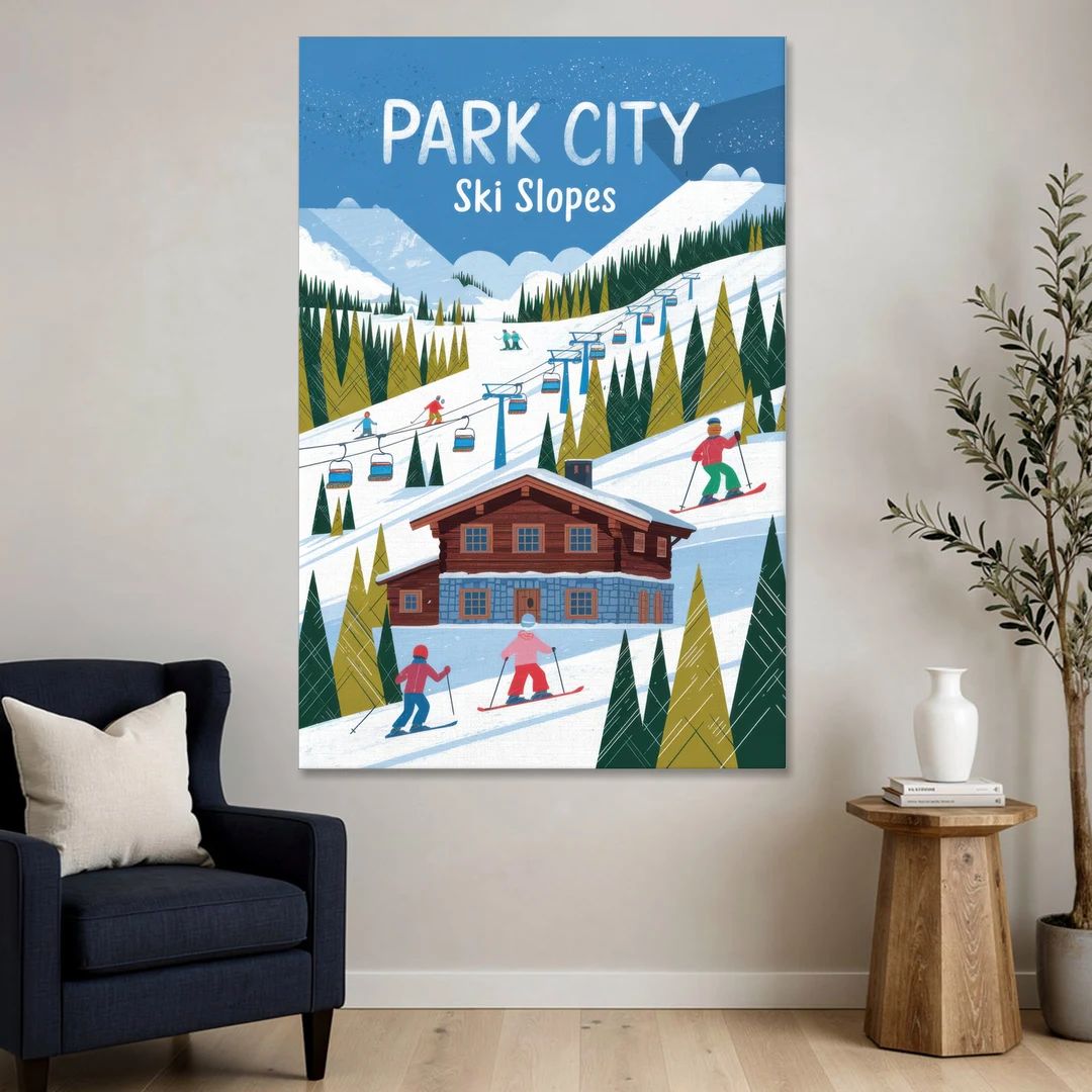 Park City Ski Slopes - Canvas Wall Art - Sofa - 40x60