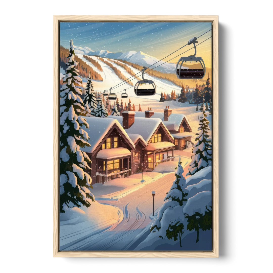 Park City Snowy Landscape - Oak Framed Canvas Wall Art - Front