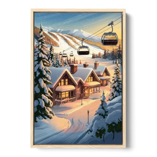 Park City Snowy Landscape - Oak Framed Canvas Wall Art - Front