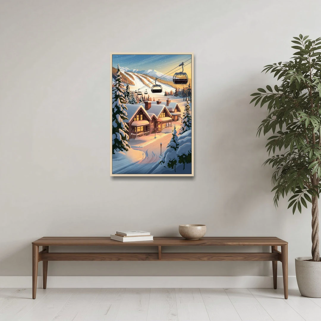 Park City Snowy Landscape - Oak Framed Canvas Wall Art - Coffee Table - 24x36