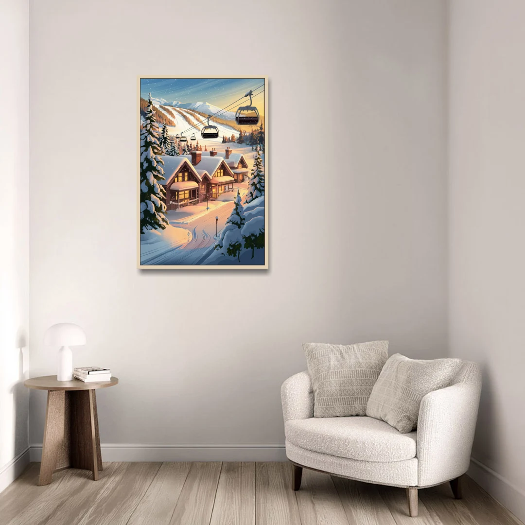 Park City Snowy Landscape - Oak Framed Canvas Wall Art - Sofa - 24x36