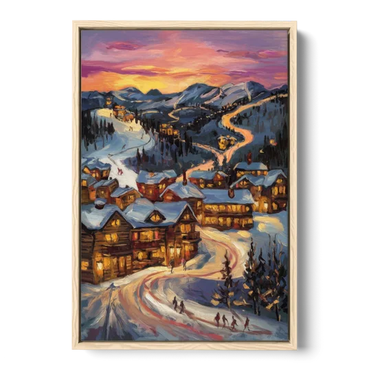 Park City Sunset Glow - Oak Framed Canvas Wall Art - Front