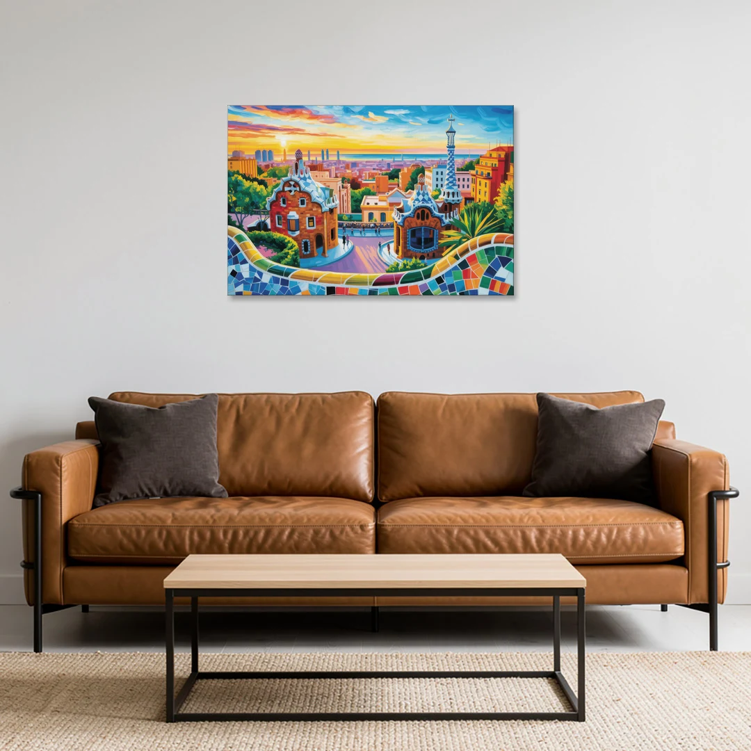 Park Guell Dreams - Canvas Wall Art - Sofa - 36x24